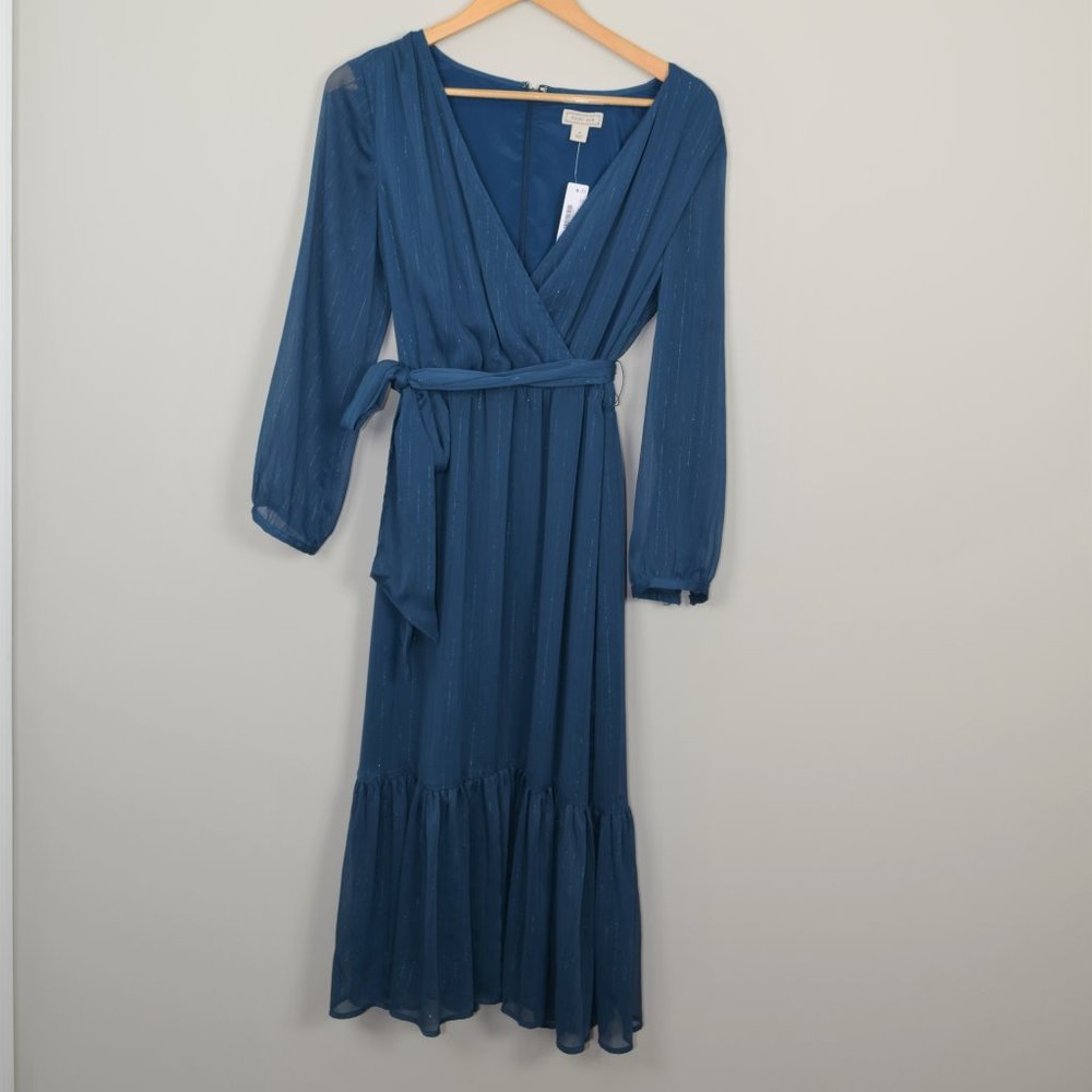 Point Sur J. Crew Faux-Wrap Crinkle Chiffon Dress - Picture 4 of 8